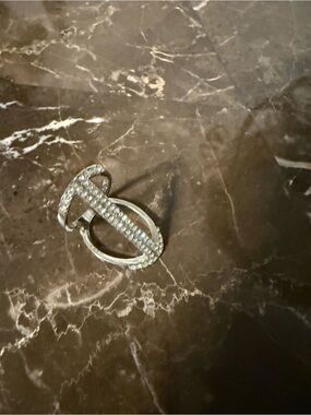 BCBGMaxAzria Silver-Tone Pavé Open Ring